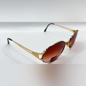 Vintage Sergio Tacchini 1084 Brown Gold Oval Sunglasses Frames Only